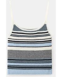 Mango - Striped Knitted Fitted Top - Lyst