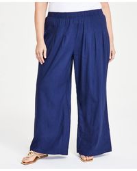 INC International Concepts - Plus Size Linen-blend Wide-leg Pull-on Pants - Lyst