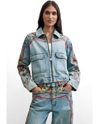 Desigual - Printed Denim Jacket 100% Cotton, Cotton - Lyst