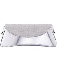 Nina - Crystal Flap Mirror Metallic Patent Clutch Bag - Lyst