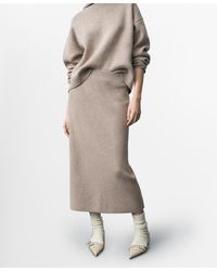 Mango - Wool Blend Midi Skirt - Lyst
