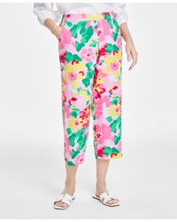 Charter Club - 100% Linen Printed Cropped Pull-on Pants - Lyst