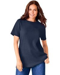 Woman Within - Plus Size Within Waffle Thermal Satin Trim Tee - Lyst