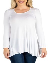 24seven Comfort Apparel - Long Sleeve Swing Style Flared Tunic Top - Lyst