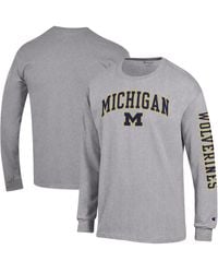 Champion - Michigan Wolverines Arch Over Logo 2-hit Long Sleeve T-shirt - Lyst