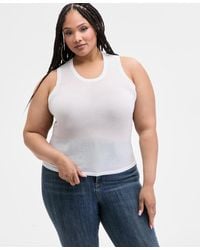 Nina Parker - Trendy Plus Size Sheer Sweater-knit Tank - Lyst