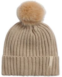 Calvin Klein - Chunky Rib Knit Pom Beanie - Lyst