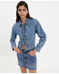 Mango - toggle Detail Denim Jacket - Lyst