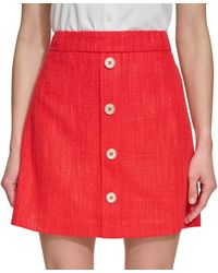 DKNY - Faux-button-front Tweed Mini Skirt - Lyst