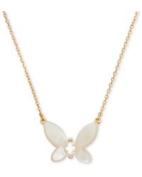 Kate Spade - Gold-tone Cubic Zirconia & Mother-of-pearl Butterfly Statement Pendant Necklace - Lyst