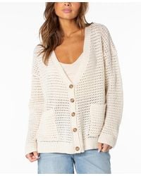 Roxy - Tamarindo Striped Crochet V-neck Cardigan - Lyst