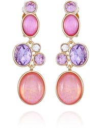Tahari - Tone Lilac Violet Glass Stone Dangle Drop Clip-on Earrings - Lyst