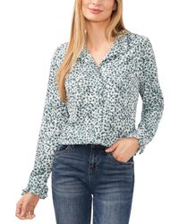 Cece - Ruffled Button Front Long Sleeve Blouse - Lyst