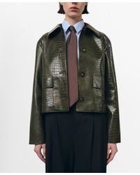 Mango - Crocodile-effect Faux Leather Jacket - Lyst