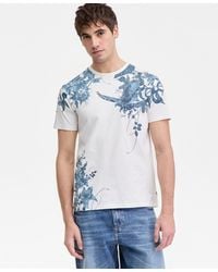 Guess - Relaxed Fit Short Sleeve Crewneck Floral Hawk Print T-shirt - Lyst