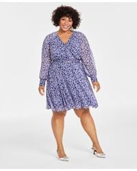 INC International Concepts - Inc Plus Size Printed Long-sleeve Belted Mini Dress - Lyst