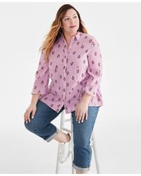 Style & Co. - Plus Size Ikat Icon Tiered Long-sleeve Shirt - Lyst
