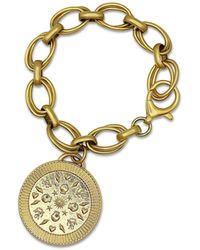 Bowood Lane - 14k Gold Plated Double Sided Coin On 12k Multi Ring Chain Bracelet - Lyst
