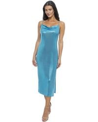 Bebe - Foil Slinky Slim Maxi Dress - Lyst