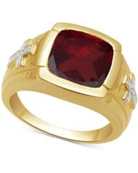 Macy's Garnet (7-3/4 Ct. T.w.) & Diamond Accent Ring In 18k Gold Over Sterling Silver - Metallic