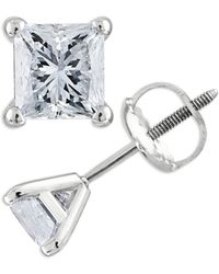 Macy S Princess Cut Diamond Stud Earrings In 10k Gold 1 5 Ct