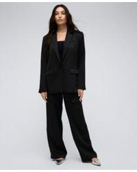 Kenneth Cole - One Button Notch Collar Satin Jacket High Rise Satin Double Cargo Pants - Lyst