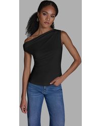 BCBGMAXAZRIA - Sleeveless Ruched Boat Neck Top - Lyst