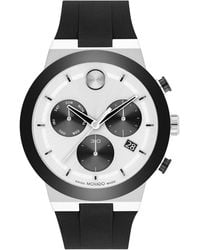 Movado - Swiss Chronograph Bold Fusion Black Silicone Strap Watch 44mm - Lyst
