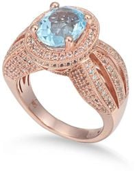 SUZY LEVIAN NEW YORK - Suzy Levian Sterling Silver Oval Cut Center Topaz Cocktail Ring - Lyst