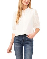 Cece - Elbow Sleeve Collared Button Down Blouse - Lyst