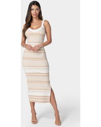 Bebe - Striped Sweater Midi Dress - Lyst