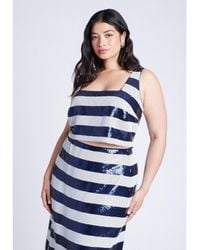 Eloquii - Plus Size Sequin Striped Crop Top - Lyst