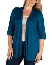24seven Comfort Apparel - Plus Size Elbow Length Open Front Cardigan Sweater - Lyst
