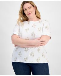 Style & Co. - Plus Size Printed Elbow-sleeve Top - Lyst