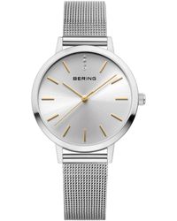 Bering Classic Silver-tone Stainless Steel Mesh Strap Watch 34mm - Metallic