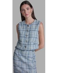 BCBGMAXAZRIA - Button-front Cropped Tweed Vest - Lyst