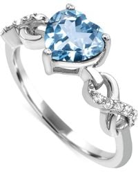 Macy's - Lab-created Ruby 1-1/3 Ct. T.w. And Lab-created White Sapphire 1/5 Ct. T.w. Heart Promise Ring - Lyst