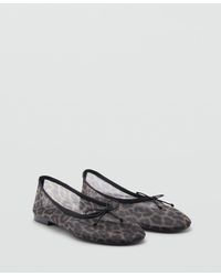 Mango - Animal Print Mesh Ballerina Shoes - Lyst