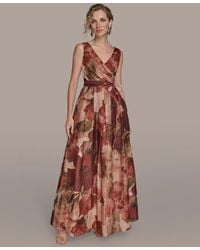 Donna Karan - V-neck Floral Ball Gown - Lyst