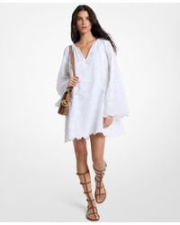 Michael Kors Mk Studded Corded Floral Lace V-Neck Dress in Natural | Lyst Michael Kors Mk Studded Corded Floral Lace V-Neck Dress in Natural | Lyst