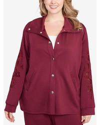 Ruby Rd. - Plus Size Embroidered Floral Cutout Snap Jacket - Lyst
