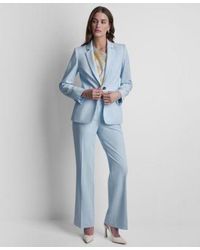 DKNY - Long Sleeve One Button Jacket Printed Asymmetric Neck Sleeveless Top Straight Leg Flared Pants - Lyst