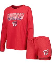 Concepts Sport - 2-pack Washington Nationals Meter Knit Raglan Long Sleeve Top Shorts And Sleep Set - Lyst