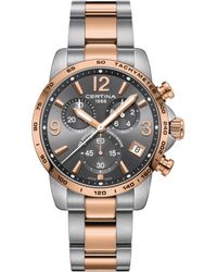 Certina - Swiss Chronograph Ds Podium Two-tone Stainless Steel Bracelet Watch 41mm - Lyst