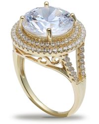 Giani Bernini Cubic Zirconia Double Pave Halo Ring (7-1/2 Ct. T.w.) In 18k Gold Plated Sterling Silver - Metallic