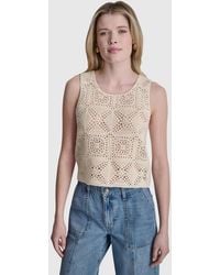 DKNY - Sleeveless Crochet Square Knit Tank Top - Lyst