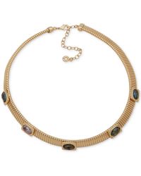Anne Klein - Gold-tone Mixed Stone Tile Chain Collar Necklace - Lyst