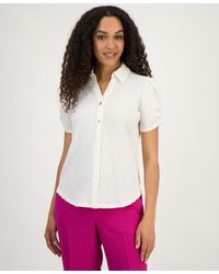 Kasper - Textured Collared Button-front Blouse - Lyst