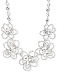 Givenchy - Silver-tone Pave & Crystal Flower Statement Necklace - Lyst