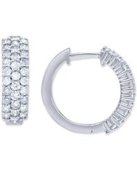 Macy's - Diamond Pave Small huggie Hoop Earrings (1 Ct. T.w. - Lyst